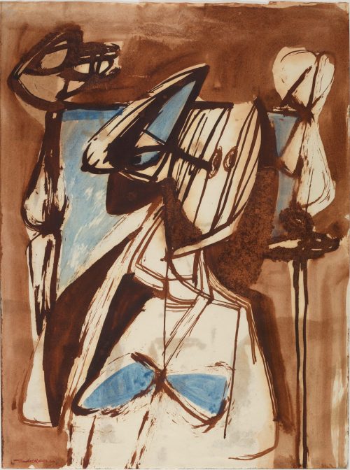 Jankel Adler (Künstler*in), Weibliche Figur in Braun und Blau, um 1947