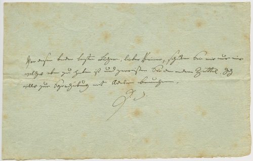 Billet von Johanna Schopenhauer an Georg Andreas Reimer