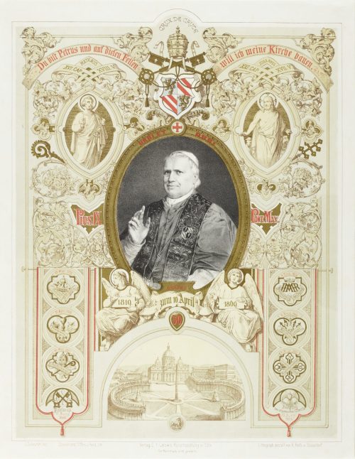 Johann Baptist Wilhelm Adolf Sonderland (Künstler*in), Gedenkblatt zum 50-jährigen Priesterjubiläum des Papstes Pius IX., 1869