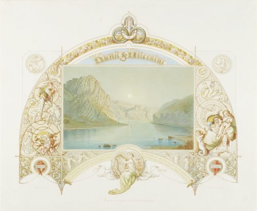 Johann Baptist Wilhelm Adolf Sonderland (Künstler*in), Motiv einer Seite des Prachtbandes "Kunst & Literatur. Düsseldorf", 1855