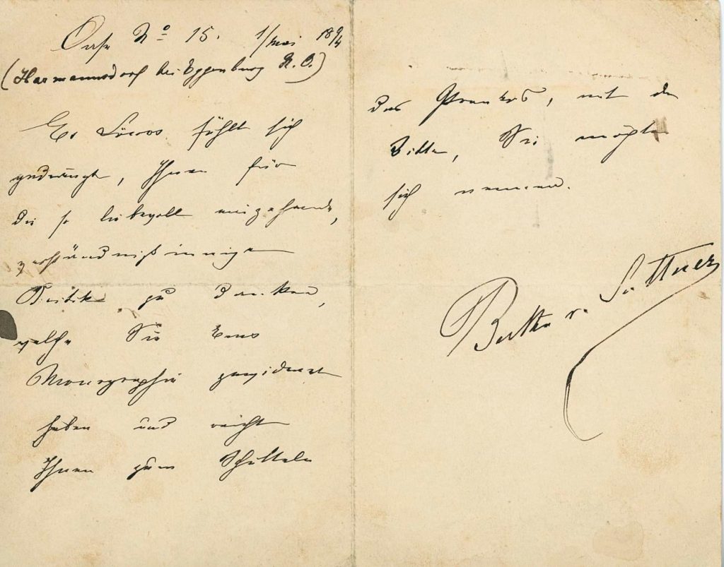 Brief von Bertha von Suttner