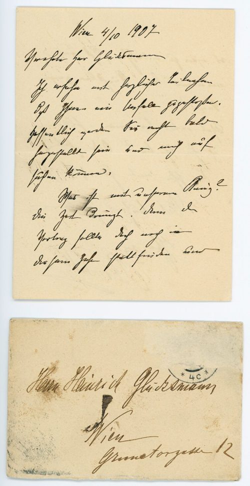 Brief von Bertha von Suttner an Heinrich Glücksmann, 1. Seite