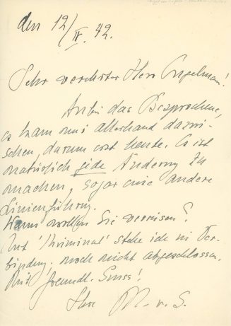 Brief von Margot von Simpson an Bernt Engelmann