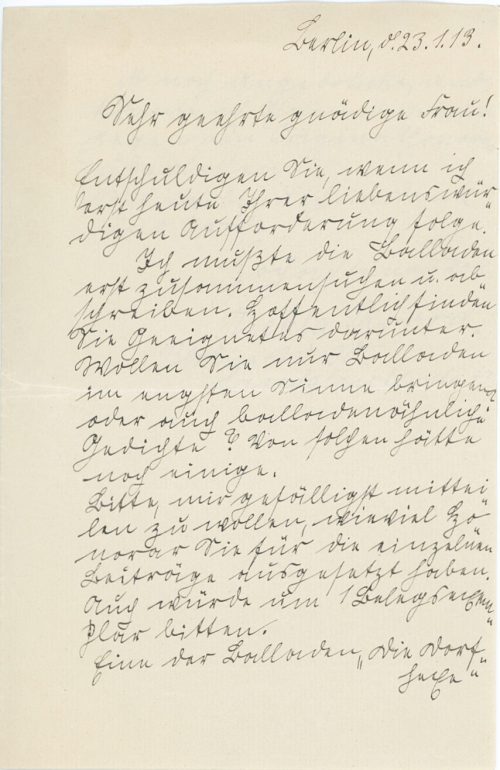 Brief von Thekla Skorra an Gertrud von Borngräber, 1. Seite