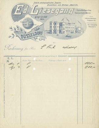 Rechnung der Firma Liesegang mit Briefkopf, um 1900