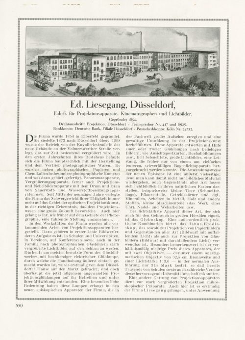 Ed. Liesegang (Behandelte Institution), Liesegang Firmengeschichte 1919 - 1929, 1919 - 1929