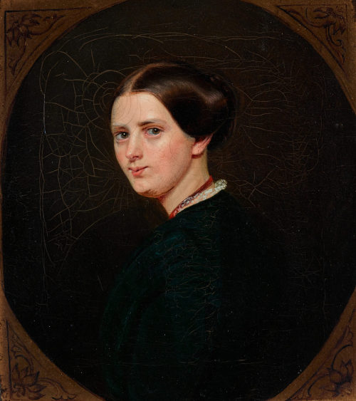 Adeline Jaeger (Künstler*in), Bildnis einer jungen Frau der Familie Grashof, Halbfigur ohne Hände im Dreiviertelprofil, ca. 1860