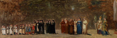 Carl Heinrich Hoff (Künstler*in), Skizze zum Heidelberger Festzug – Kinder, Nonnen, Geistlichkeit, vor 1886