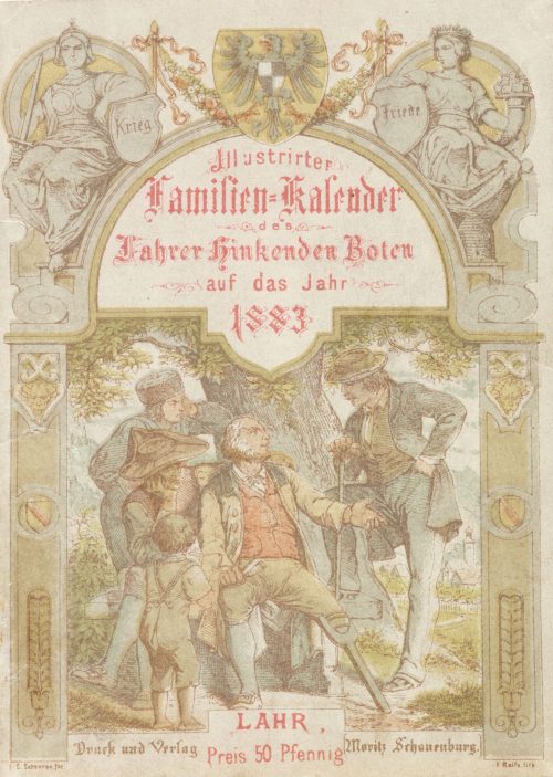 Caspar Johann Nepomuk Scheuren (Künstler*in), Titelblatt für den „Großen Volkskalender des Lahrer Hinkenden Boten“, ca. 1882