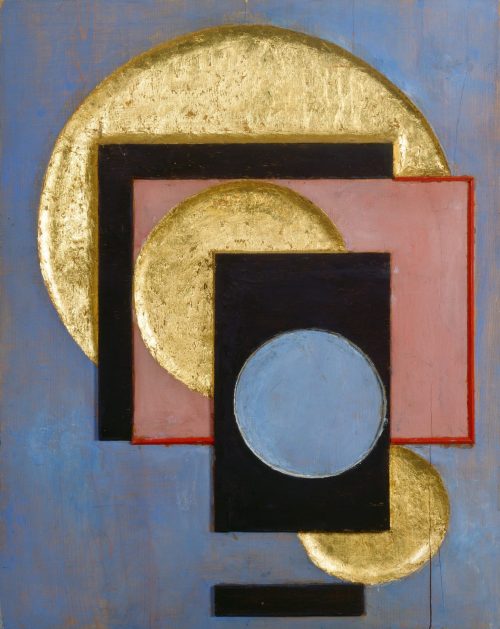 Erich Buchholz (Künstler*in), Drei Goldkreise mit Vollkreis Blau, 1922