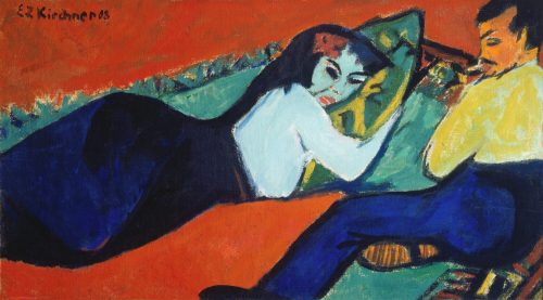 Ernst Ludwig Kirchner (Künstler*in), Unterhaltung; Liegende Frau, 1911