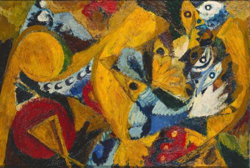 Ernst Wilhelm Nay (Künstler*in), Gelbes ruhendes Paar, 1947