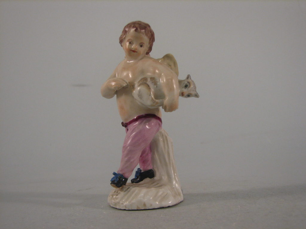 Putto mit Katze (Modell A), Porzellan, Wegely Berlin, 1751-1757