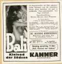 Werbeanzeige für den Film "Bali - Kleinod der Südsee" in den Kammer-Lichtspielen Duisburg, ca.  ...