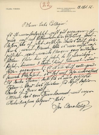 Brief von Clara Viebig