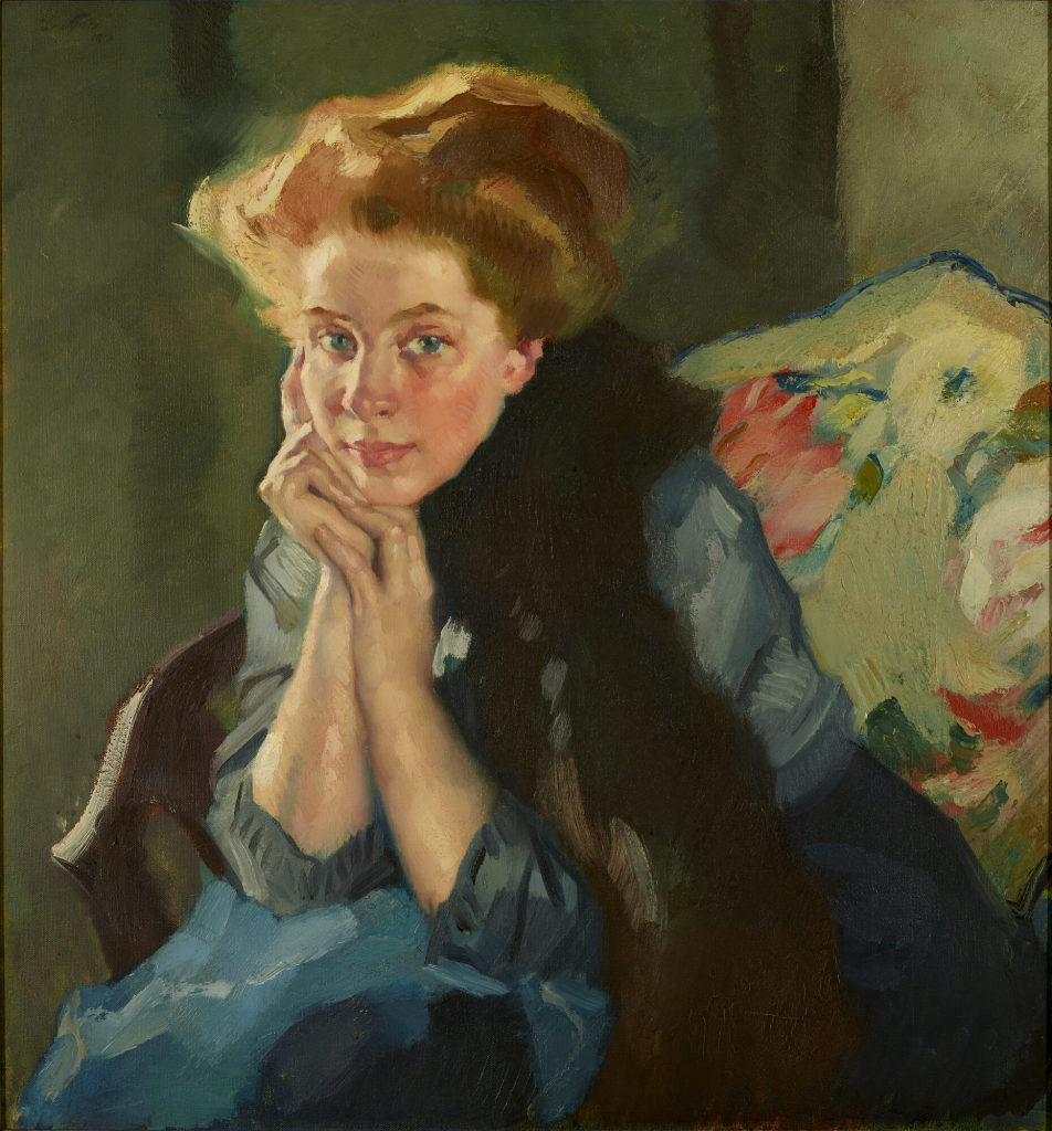 Leo Putz, Bildnis Frau von Zimmermann, 1913, Öl auf Leinwand, 80 × 75 cm