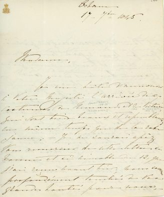 Brief von Königin Viktoria an Königin Marie Amélie, 1. Seite