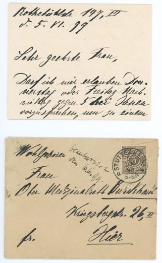 Brief von Clara Zetkin, 1. Seite mit Briefumschlag