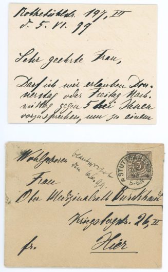 Brief von Clara Zetkin, 1. Seite mit Briefumschlag