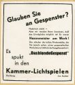 Werbeanzeige für den Film "Das blonde Gespenst" in den Kammer-Lichtspielen Duisburg, ca. 1938