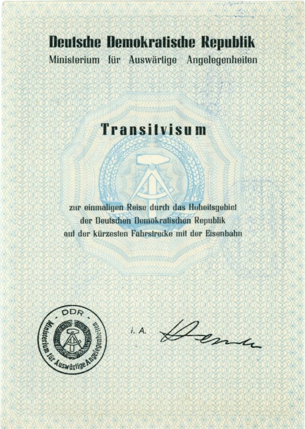 Transitvisum für die DDR, Vorderseite