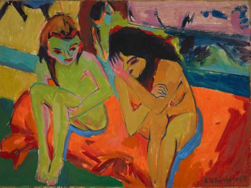 Ernst Ludwig Kirchner (Künstler*in), Nackte Mädchen unterhalten sich (Zwei Mädchen), 1909/1920