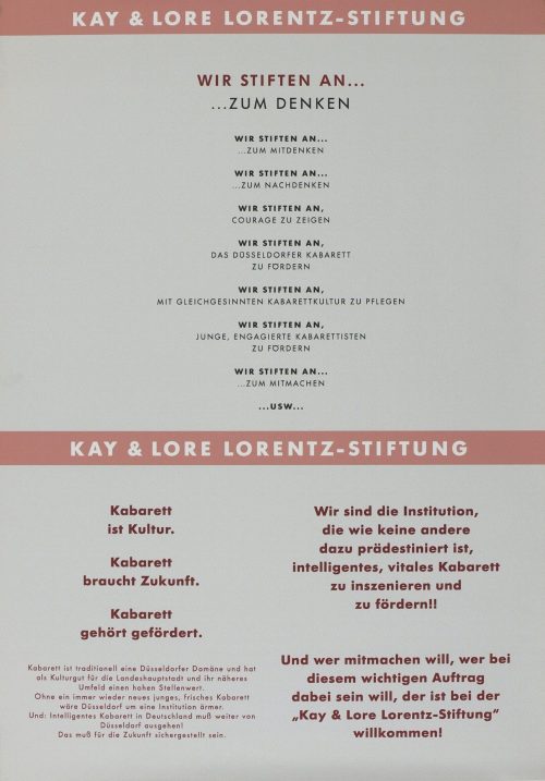 Kay und Lore Lorentz Stiftung (Beteiligte Körperschaft), Wir stiften an ... zum Nachdenken, 2003