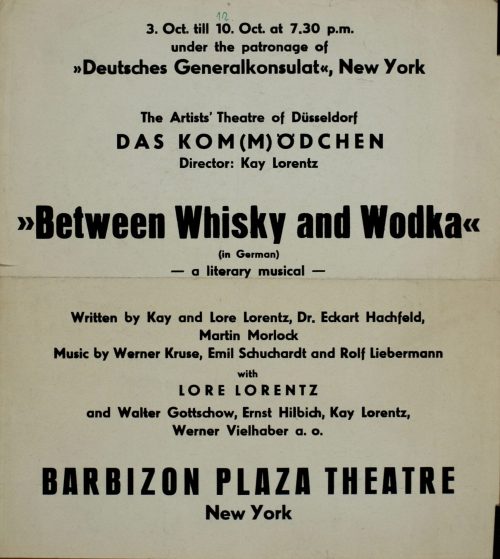 Barbizon Plaza Theatre <New York> (Beteiligte Körperschaft), "Between Whisky and Vodka", 1961