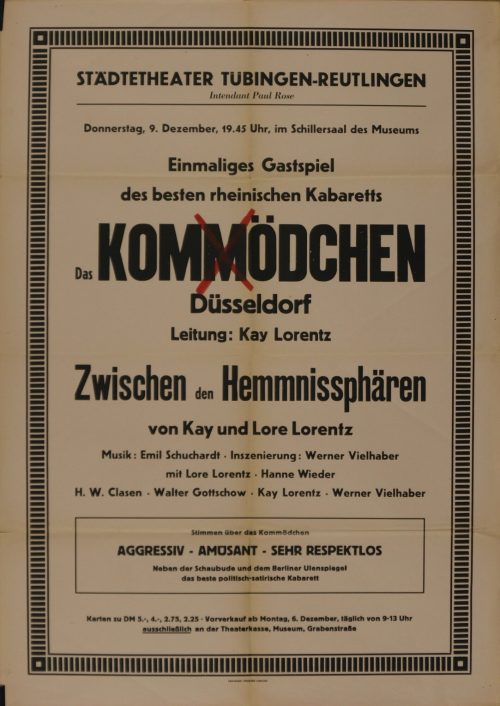 Druckerei Tübinger Chronik (Druck), Kom(m)ödchen - Zwischen den Hemmnis-Sphären, [1949]