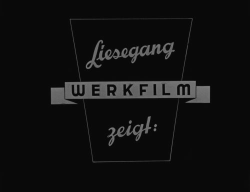 Filmstill, Logo Liesegang Werkfilm zeigt:, 1954