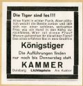 Werbeanzeige für den Film "Königstiger" in den Kammer-Lichtspielen Duisburg, ca. 1935