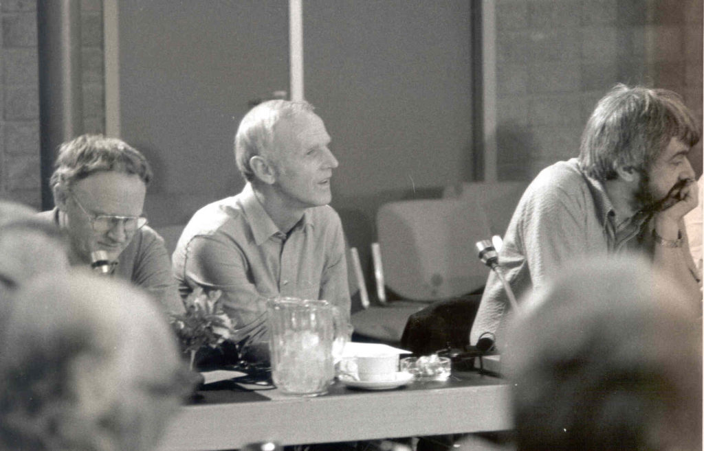 Hermann Kant, Günter de Bruyn und Jurek Becker beim Schriftstellertreffen in Den Haag 1982