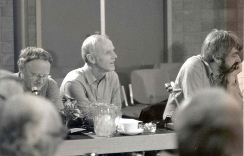 Hermann Kant, Günter de Bruyn und Jurek Becker beim Schriftstellertreffen in Den Haag 1982