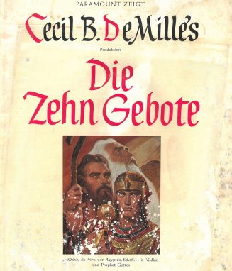 Auschnitt Umschlag Werberatschlag zu "Die zehn Gebote" in deutschen Kinos, ca. 1956