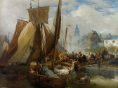 Andreas Achenbach, Fischmarkt in Ostende, 1876, Kunstpalast, Düsseldorf, Inv.-Nr. M 4002