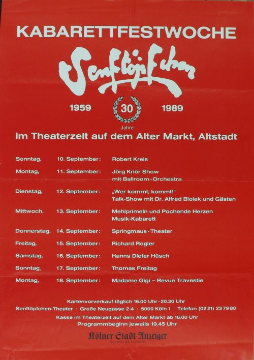 Senftöpfchen (Veranstalter*in), Kabarettfestwoche, 1989