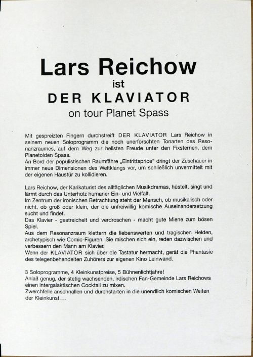 Lars Reichow (Beteiligte Person), Der Klaviator, 1997