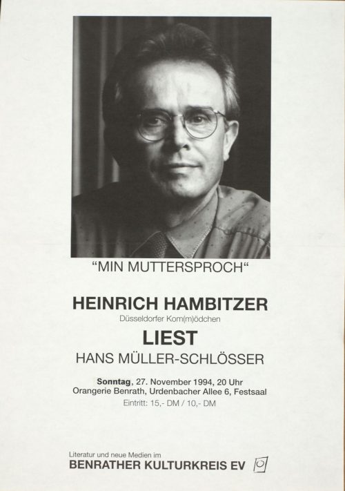 Heinrich Hambitzer (Beteiligte Person), Min Muttersproch - Heinrich Hambitzer liest Hans Müller-Schlösser, 1994