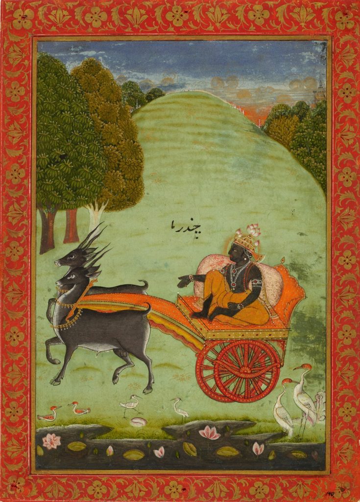 Krishna auf einem Wagen