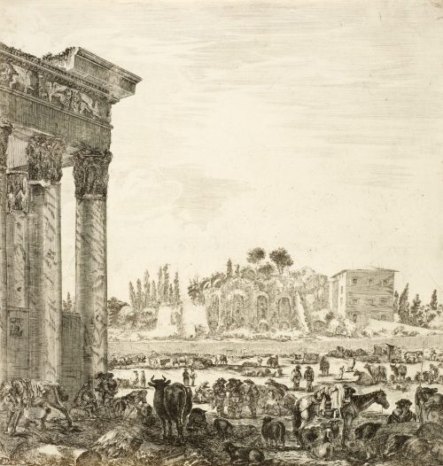 Johanna Sibylla Küsel (Künstler*in), Tempel des Antoninus Pius und das Forum Romanum, 1690