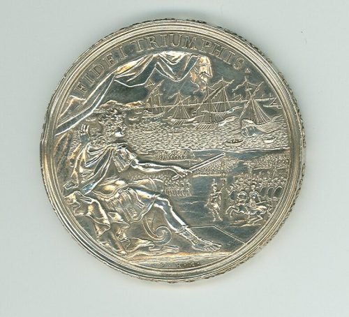 Philipp Heinrich Müller (Hersteller*in), Medaille auf die Vermählung von Kurfürst Johann Wilhelm mit Anna Maria Luisa de' Medici, 1691