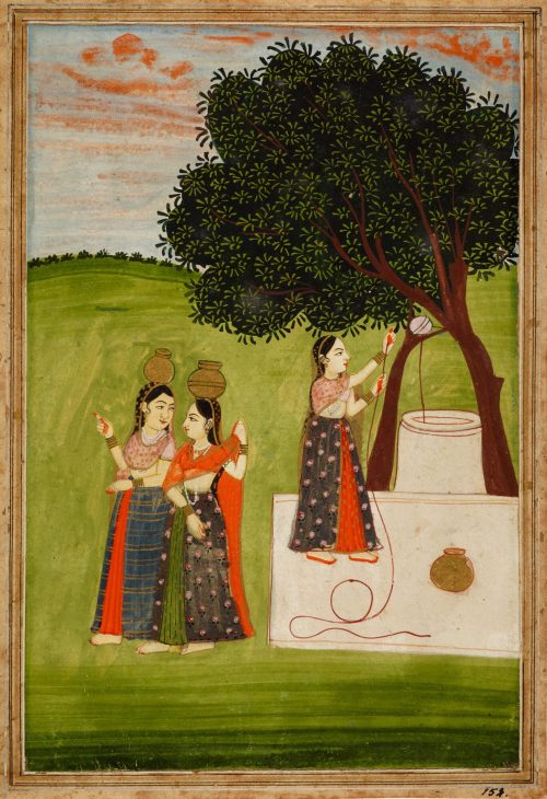 Unbekannt (Künstler*in), Schakunthala schöpft Waser aus einem Brunnen, ca. 1700–1800