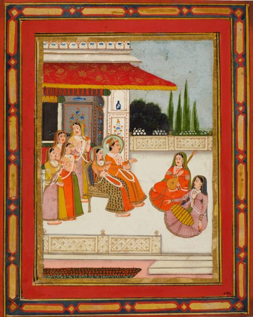 Unbekannt (Künstler*in), Singende und tanzende Mägde vor einem Königspaar, ca. 1700–1800