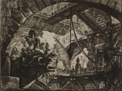 Giovanni Battista Piranesi (Künstler*in), Gefangene auf einer vorstehenden Plattform, 1761