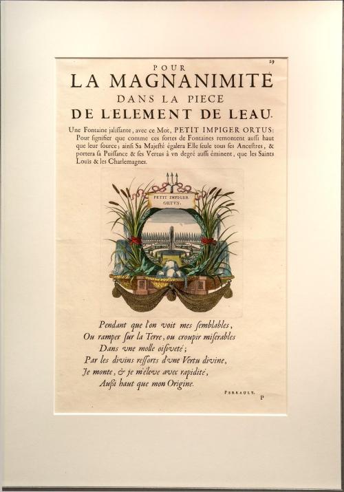 Kupferstich: POUR LA MAGNANIMITÉ DANS LA PIECE DE L'ELEMENT DE L'EAU.