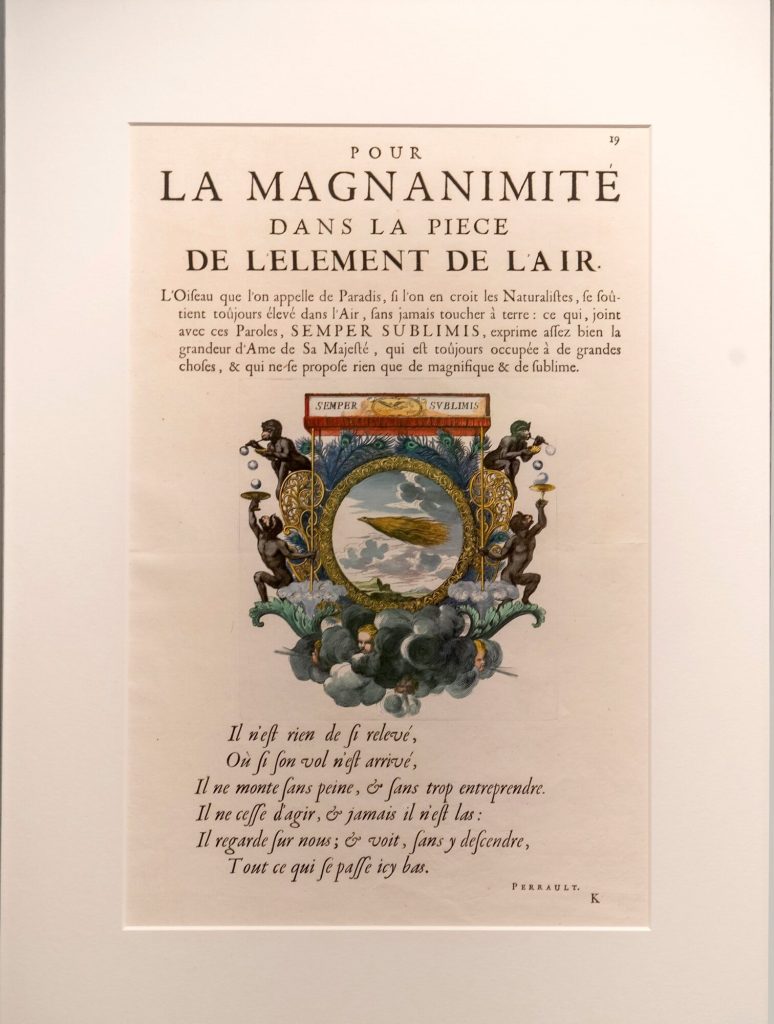 Kupferstich: POUR LA MAGNANIMITÉ DANS LA PIECE DE L'ELEMENT DE L'AIR.