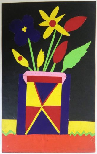 Blumen in Vase / Porträtkopf in Rahmen (verso)