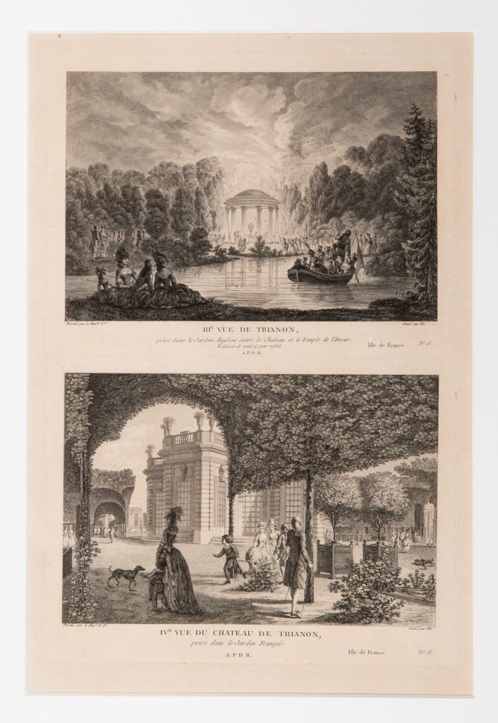 Kupferstich: III.E VUE DE TRIANON, prise dans le Jardin Anglois entre le Chateau et le Temple d ...