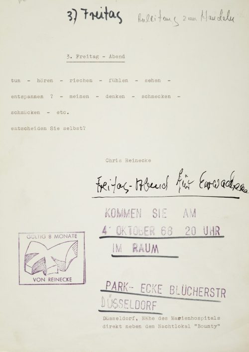 Chris Reinecke (Künstler*in), 3. Freitag-Abend, 4.10.68, 1968