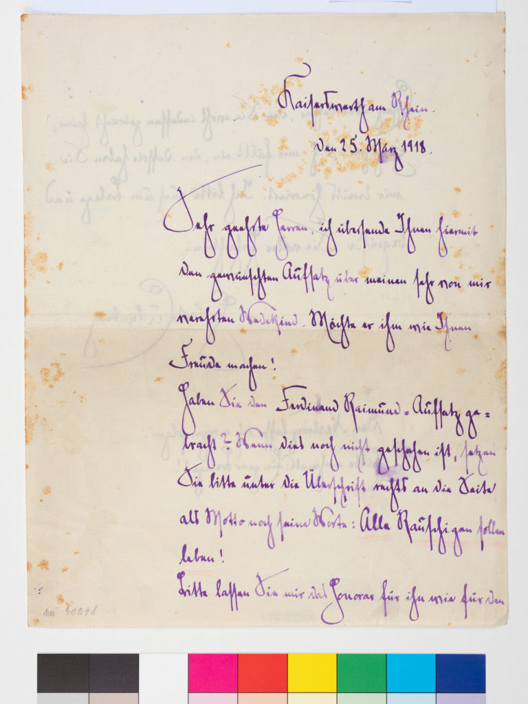 Korrespondenz von Herbert Eulenberg an Unbekannt